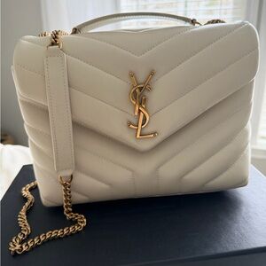 Authentic YSL Saint Laurent Small Loulou Cream Matelassé Bag - Like New!